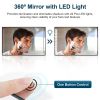 3 Way Mirror with LED Telescopic Hanger Tri-fold Mirror Personal Makeup Mirror with Micro USB Cable for Self Shaving Hair Cutting Dyeing Curling Braid