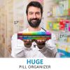 Colorful Extra Large Pill Organizer XXL Pill Box 7 Day Weekly Pill Organizer with AM PM Large Compartments Jumbo Pill Holder for Vitamins Huge Medicin