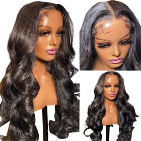 Lace Front Wigs Human Hair Pre Plucked HD Body Wave Lace Front Wigs (Color: Black, size: 30in)