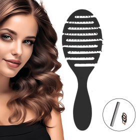 Detangler Brush, Flexible Detangling Brush For All Types Of Hair,For Wet & Dry Hair,Hair Detangler For Curly Hair With Soft Bristles (Color: Black)