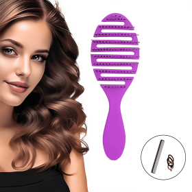 Detangler Brush, Flexible Detangling Brush For All Types Of Hair,For Wet & Dry Hair,Hair Detangler For Curly Hair With Soft Bristles (Color: Purple)