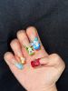 Love Scratch Long Square 4D Cartoon French Tips Square Press-on Nail